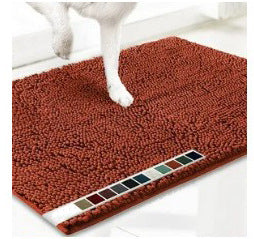 Orange-red 50×80 cm Extra-Thick Chenille Floor Mat for Bathrooms and Pet Use – High-Density Absorbent, Non-Slip, Machine-Washable Rug for Dogs and Humans