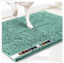 Sea Foam Green 50×80 cm Extra-Thick Chenille Floor Mat for Bathrooms and Pet Use – High-Density Absorbent, Non-Slip, Machine-Washable Rug for Dogs and Humans