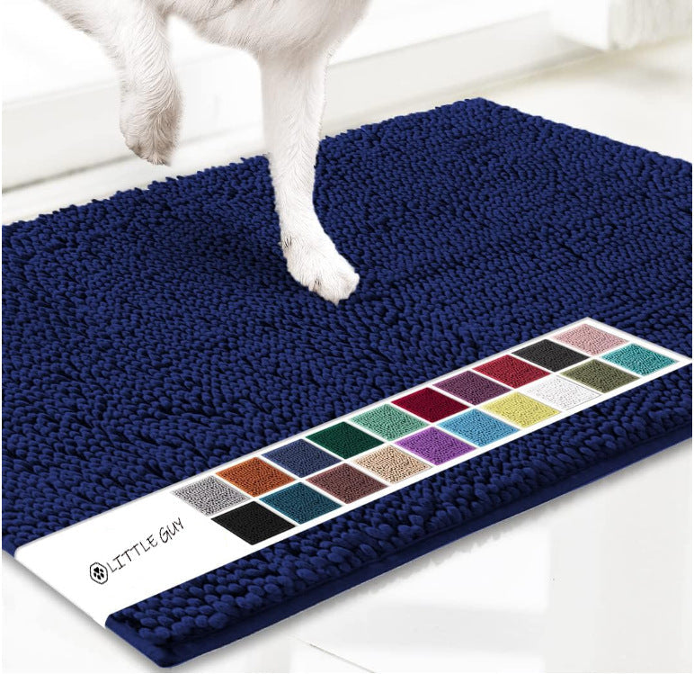 Dark blue 50×80 cm Extra-Thick Chenille Floor Mat for Bathrooms and Pet Use – High-Density Absorbent, Non-Slip, Machine-Washable Rug for Dogs and Humans