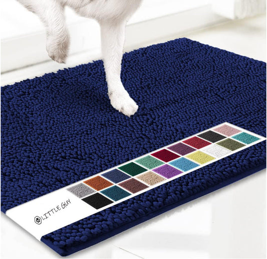 Dark blue 50×80 cm Extra-Thick Chenille Floor Mat for Bathrooms and Pet Use – High-Density Absorbent, Non-Slip, Machine-Washable Rug for Dogs and Humans