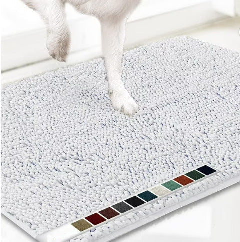 Bleached white 50×80 cm Extra-Thick Chenille Floor Mat for Bathrooms and Pet Use – High-Density Absorbent, Non-Slip, Machine-Washable Rug for Dogs and Humans