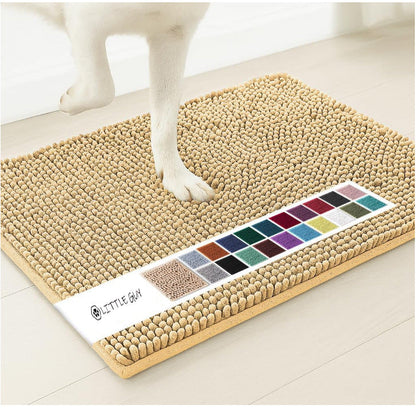Beige 50×80 cm Extra-Thick Chenille Floor Mat for Bathrooms and Pet Use – High-Density Absorbent, Non-Slip, Machine-Washable Rug for Dogs and Humans