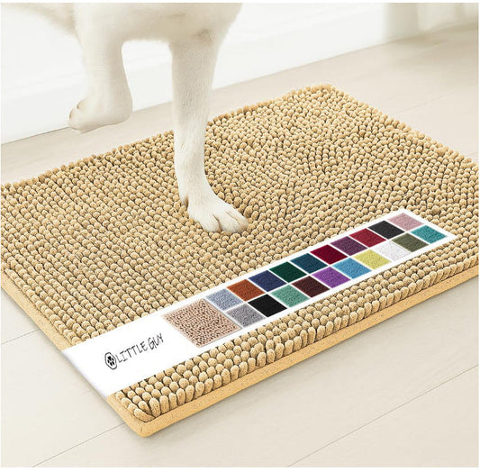 Beige 50×80 cm Extra-Thick Chenille Floor Mat for Bathrooms and Pet Use – High-Density Absorbent, Non-Slip, Machine-Washable Rug for Dogs and Humans