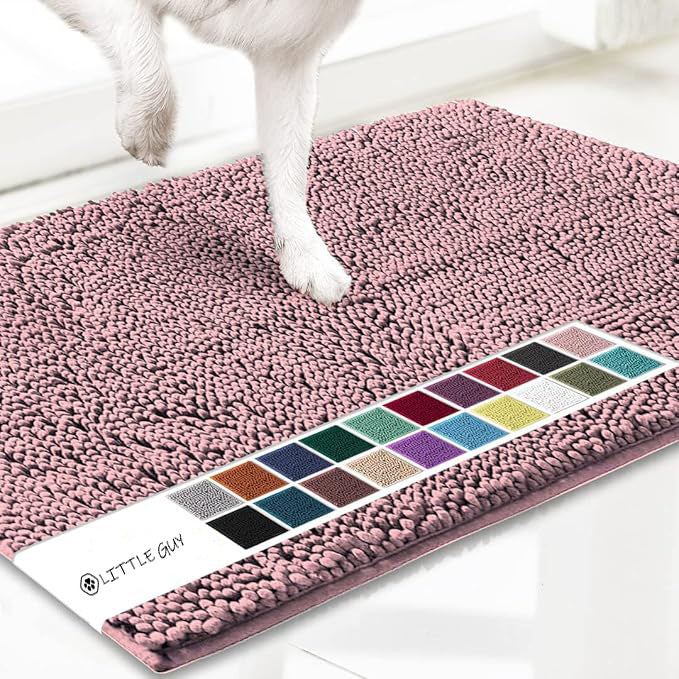 Pink 50×80 cm Extra-Thick Chenille Floor Mat for Bathrooms and Pet Use – High-Density Absorbent, Non-Slip, Machine-Washable Rug for Dogs and Humans