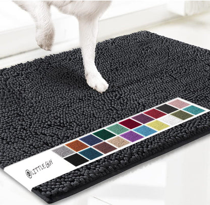 Charcoal grey 50×80 cm Extra-Thick Chenille Floor Mat for Bathrooms and Pet Use – High-Density Absorbent, Non-Slip, Machine-Washable Rug for Dogs and Humans