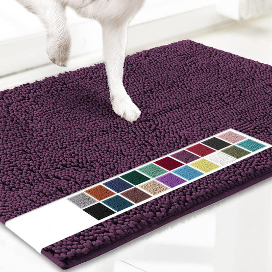 Purple 50×80 cm Extra-Thick Chenille Floor Mat for Bathrooms and Pet Use – High-Density Absorbent, Non-Slip, Machine-Washable Rug for Dogs and Humans