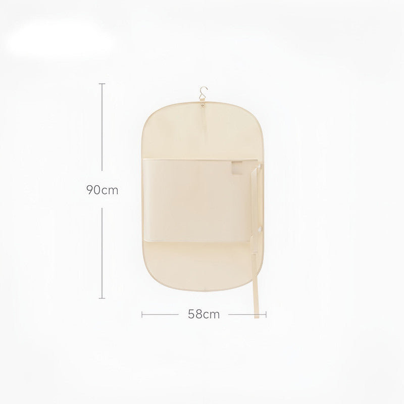 Apricot color Foldable Hanging Compression Board for Wardrobe Organization â€“ 90Ã—58 cm Ultra-Thin Garment Organizer with Adjustable Side Straps and Top Buckle, Holds Up to 30 Thin Jackets