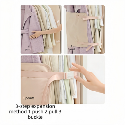 Pink Foldable Hanging Compression Board for Wardrobe Organization â€“ 90Ã—58 cm Ultra-Thin Garment Organizer with Adjustable Side Straps and Top Buckle, Holds Up to 30 Thin Jackets