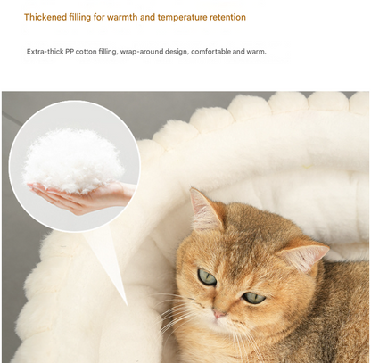 Grey Plush Round Pet Bed with Removable Cushion M Size, Thickened Warm Dog and Cat Nest for Small to Medium Pets, Cozy and Soft Sleeping Space for Home Use