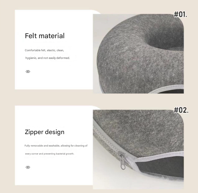 Dark grey Felt Donut Cat Bed with Zipper Tunnel Toy, Double-Layer Pet Cave for Cats, M Size (50x20cm), Cozy Hideaway for Indoor Cats