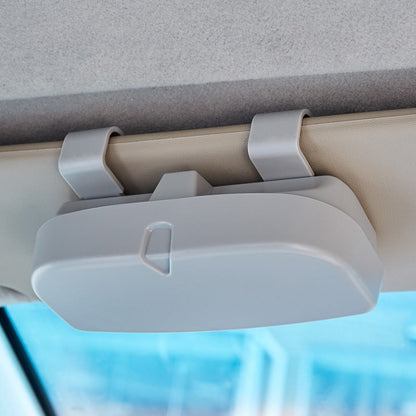 Grey Universal Car Sun Visor Glasses Case, No-Damage Installation Sunglasses Holder, Protective Eyewear Storage Box for Car Interior Accessories