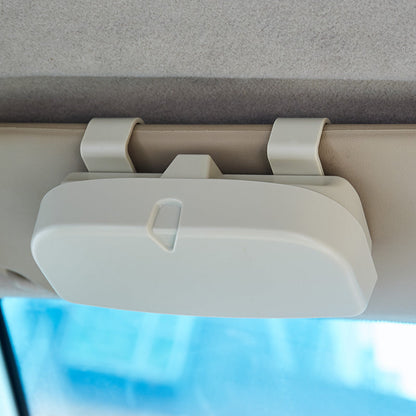 Beige Universal Car Sun Visor Glasses Case, No-Damage Installation Sunglasses Holder, Protective Eyewear Storage Box for Car Interior Accessories