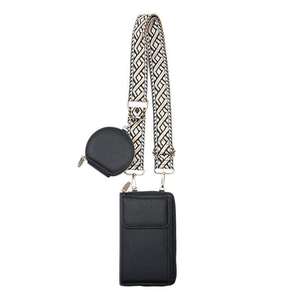 Black Women's Multi-Functional Crossbody Phone Bag with Detachable Coin Purse, PU Leather Shoulder Bag with Credit Card Slots, Stylish Minimalist Design for Daily Use