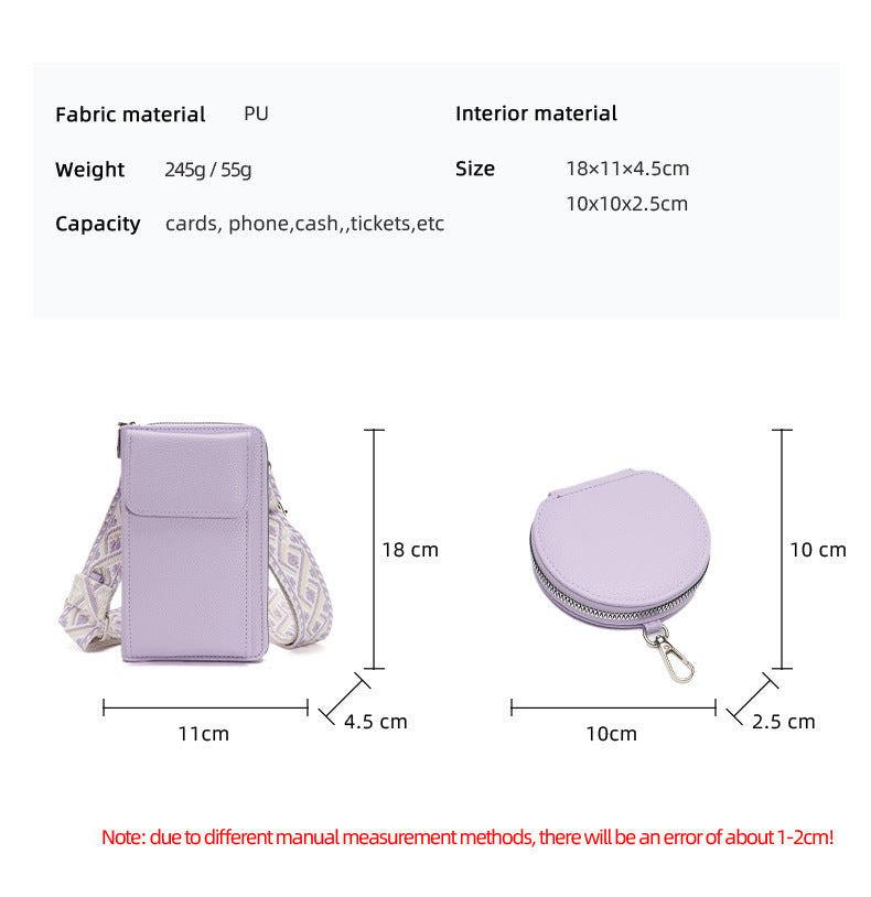Black Women's Multi-Functional Crossbody Phone Bag with Detachable Coin Purse, PU Leather Shoulder Bag with Credit Card Slots, Stylish Minimalist Design for Daily Use