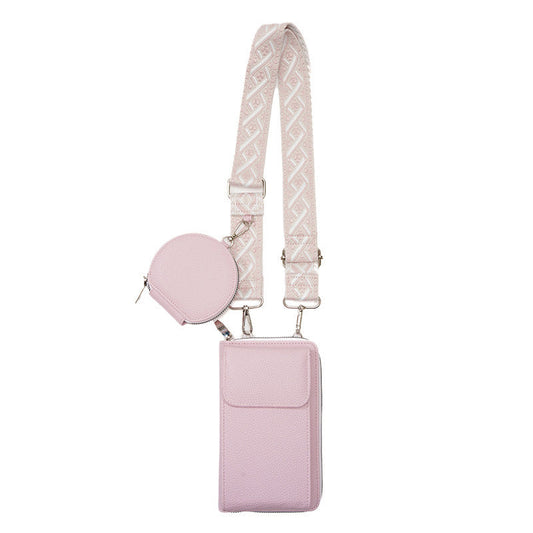 Pink Women's Multi-Functional Crossbody Phone Bag with Detachable Coin Purse, PU Leather Shoulder Bag with Credit Card Slots, Stylish Minimalist Design for Daily Use