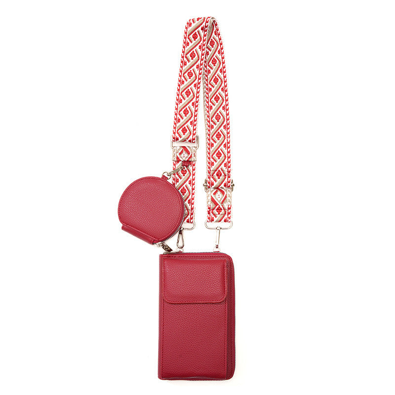 Red Women's Multi-Functional Crossbody Phone Bag with Detachable Coin Purse, PU Leather Shoulder Bag with Credit Card Slots, Stylish Minimalist Design for Daily Use