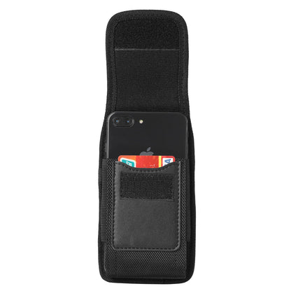 2-Pack Black Universal Heavy-Duty Nylon Belt Holster Pouch with Card Slot â€“ Durable Oxford Cloth Waist Pack for iPhone 16 Pro Max & Android Phones â€“ Vertical & Horizontal Carry Options (M)