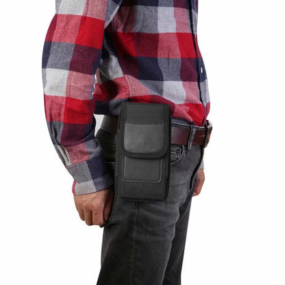 2-Pack Black Universal Heavy-Duty Nylon Belt Holster Pouch with Card Slot â€“ Durable Oxford Cloth Waist Pack for iPhone 16 Pro Max & Android Phones â€“ Vertical & Horizontal Carry Options (L)