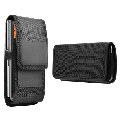 2-Pack Black Universal Heavy-Duty Nylon Belt Holster Pouch with Card Slot â€“ Durable Oxford Cloth Waist Pack for iPhone 16 Pro Max & Android Phones â€“ Vertical & Horizontal Carry Options (XXL)