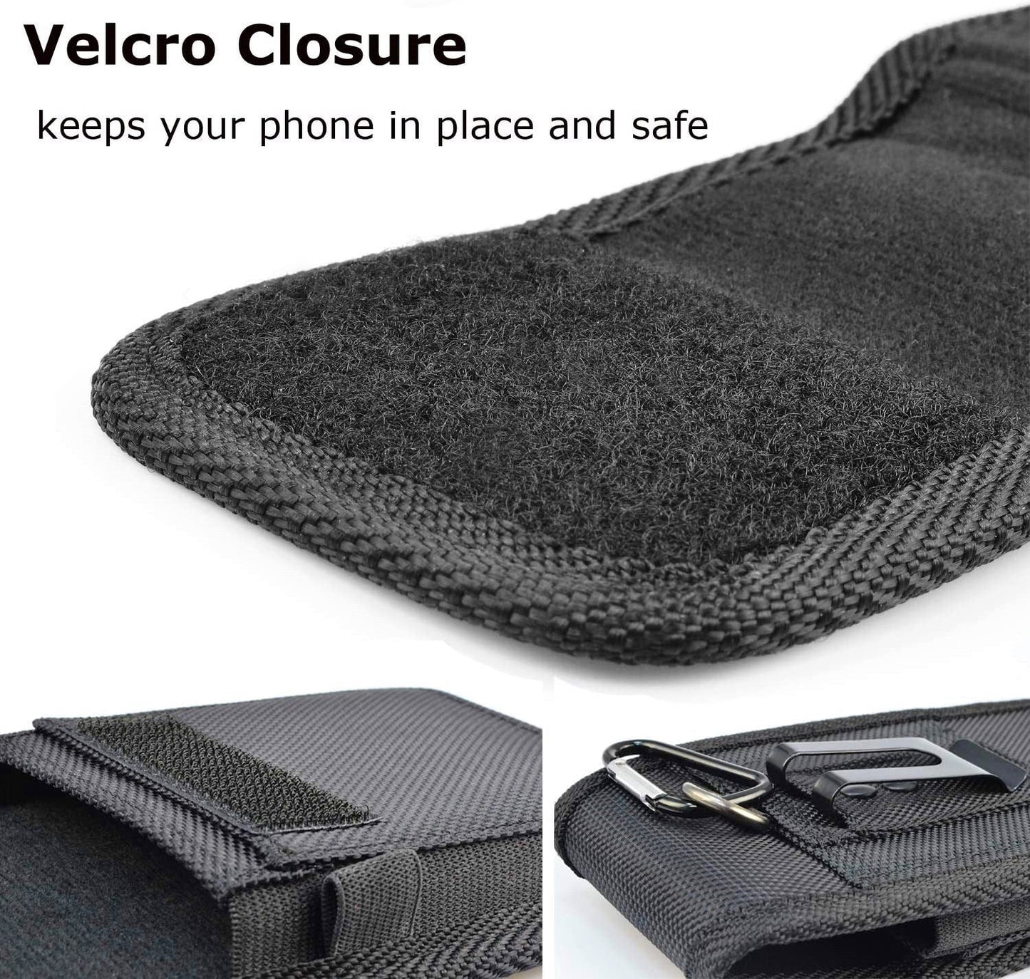 2-Pack Black Universal Heavy-Duty Nylon Belt Holster Pouch with Card Slot â€“ Durable Oxford Cloth Waist Pack for iPhone 16 Pro Max & Android Phones â€“ Vertical & Horizontal Carry Options (XXL)