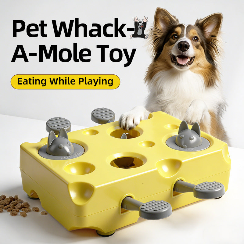 Yellow Cheese Whack-a-Mole Cat Toy – Interactive Treat Dispenser & Snack Reward Feeder for Indoor Cats, ABS Material with Non-Slip Base, Fun & Brain-Stimulating Puzzle Toy for Self-Entertainment