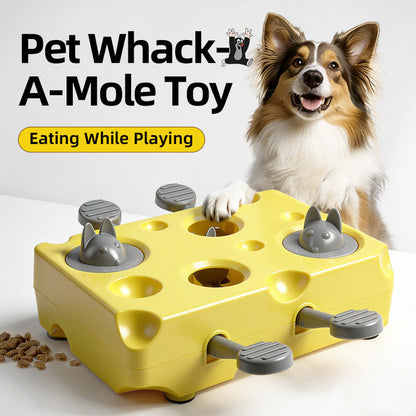 Yellow Cheese Whack-a-Mole Cat Toy – Interactive Treat Dispenser & Snack Reward Feeder for Indoor Cats, ABS Material with Non-Slip Base, Fun & Brain-Stimulating Puzzle Toy for Self-Entertainment