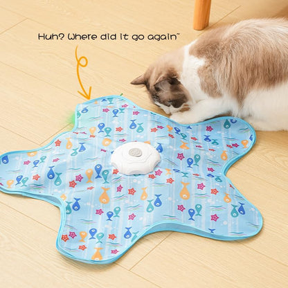 Automatic Cat Hunting Game Mat with 360° Teaser Wand, USB-C Rechargeable Interactive Pet Toy for Indoor Cats, Self-Entertainment Hide-and-Seek Play Mat, Durable Fabric & ABS Construction(Five-cent duck design)