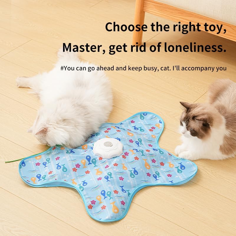 Automatic Cat Hunting Game Mat with 360° Teaser Wand, USB-C Rechargeable Interactive Pet Toy for Indoor Cats, Self-Entertainment Hide-and-Seek Play Mat, Durable Fabric & ABS Construction(Five-cent duck design)