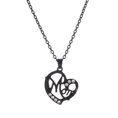 Yahai MOM Heart Pendant Necklace with Rhinestones - Adjustable 47+5cm Chain, Lightweight Alloy Jewelry for Mother's Day Gift, Everyday Wear & Special Occasions - Elegant Letter Design for Women