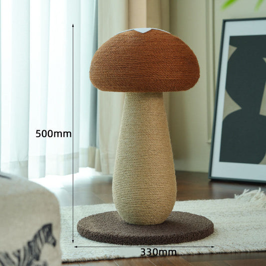 Brown Mushroom Cat Tree with Sisal Scratching Post - Large Vertical Cat Climber, Durable Scratch-Resistant Design with Hanging Toys, Stylish Home Decor for Indoor Cats(500mm*330mm)