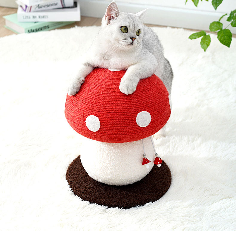 Brown Mushroom Cat Tree with Sisal Scratching Post - Large Vertical Cat Climber, Durable Scratch-Resistant Design with Hanging Toys, Stylish Home Decor for Indoor Cats(500mm*330mm)