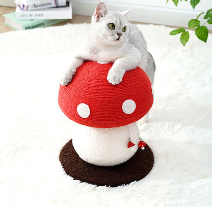 Brown Mushroom Cat Tree with Sisal Scratching Post - Large Vertical Cat Climber, Durable Scratch-Resistant Design with Hanging Toys, Stylish Home Decor for Indoor Cats(500mm*330mm)