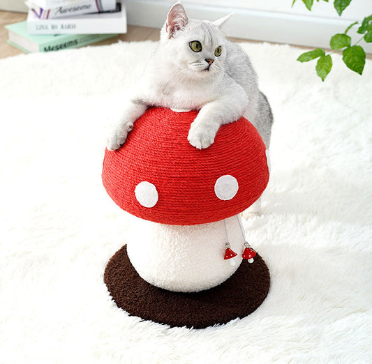 Brown Mushroom Cat Tree with Sisal Scratching Post - Large Vertical Cat Climber, Durable Scratch-Resistant Design with Hanging Toys, Stylish Home Decor for Indoor Cats(500mm*330mm)