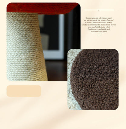 Brown Mushroom Cat Tree with Sisal Scratching Post - Large Vertical Cat Climber, Durable Scratch-Resistant Design with Hanging Toys, Stylish Home Decor for Indoor Cats(500mm*330mm)