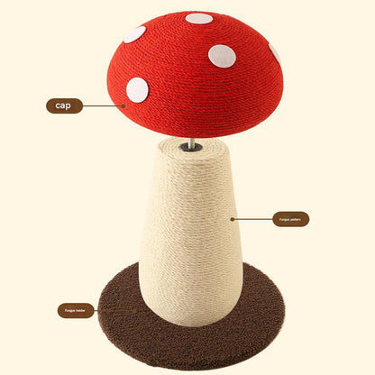 Brown Mushroom Cat Tree with Sisal Scratching Post - Large Vertical Cat Climber, Durable Scratch-Resistant Design with Hanging Toys, Stylish Home Decor for Indoor Cats(500mm*330mm)