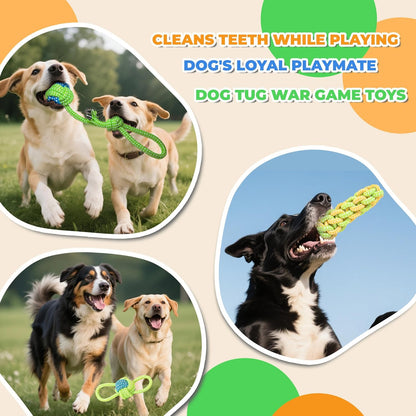 7-Piece Orange-yellow Durable Cotton Rope Dog Toy Set - Washable Knotted Ball & Tug Toys for Aggressive Chewers, Interactive Teeth Cleaning Pet Toy for Small to Medium Dogs & Cats
