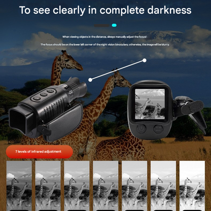 R7 Monocular Night Vision Device with 10x Digital Zoom 2.5K QHD Video Recording Infrared Night Vision for Outdoor Hunting Camping Security Surveillance