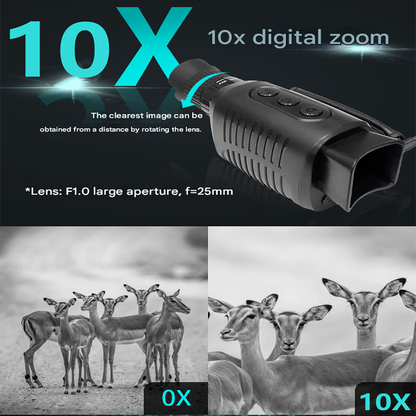 R7 Monocular Night Vision Device with 10x Digital Zoom 2.5K QHD Video Recording Infrared Night Vision for Outdoor Hunting Camping Security Surveillance