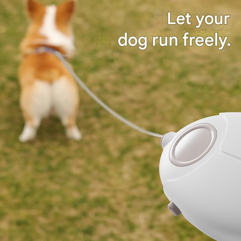 White Retractable Dog Leash with Luminous Rope 3M Anti-Tangle Automatic Extension Pet Walking Rope for Small to Medium Dogs Comfortable Grip and Lightweight Wrist Strap for Night Walks
