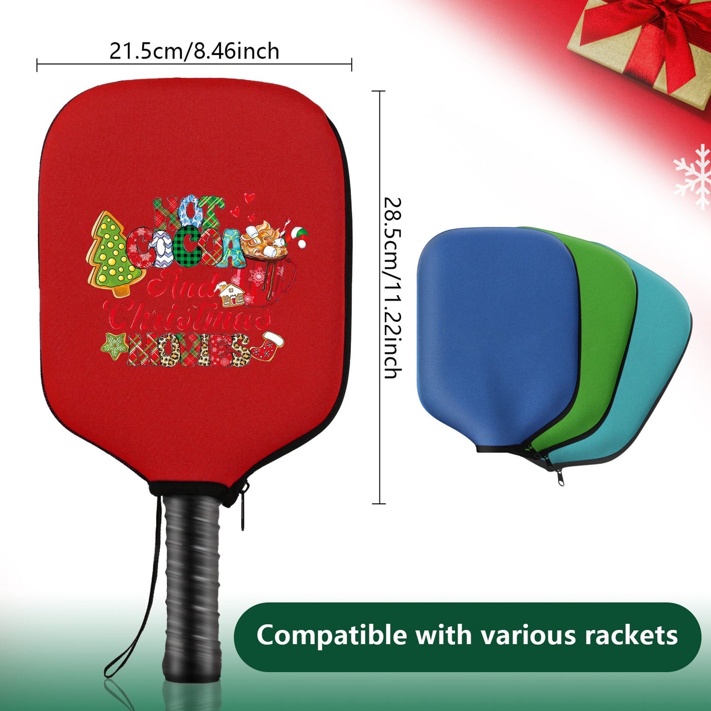 Black Neoprene Pickleball Paddle Cover Protective Case with Fun Graphic Design Durable Beach Tennis Racket Sleeve Bag for Table Tennis Paddles Shockproof Sports Equipment Storage(Style:5)