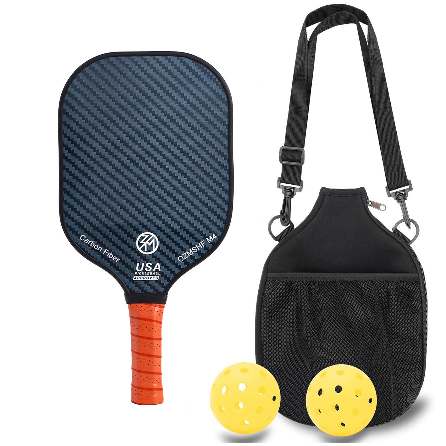 Professional Carbon Fiber Pickleball Paddle Set with Advanced Polymer Core - Includes Outdoor Balls & Portable Mesh Carry Bag(LT-601)