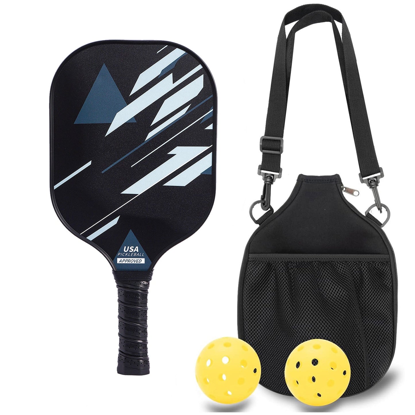 Professional Carbon Fiber Pickleball Paddle Set with Advanced Polymer Core - Includes Outdoor Balls & Portable Mesh Carry Bag(LT-603)