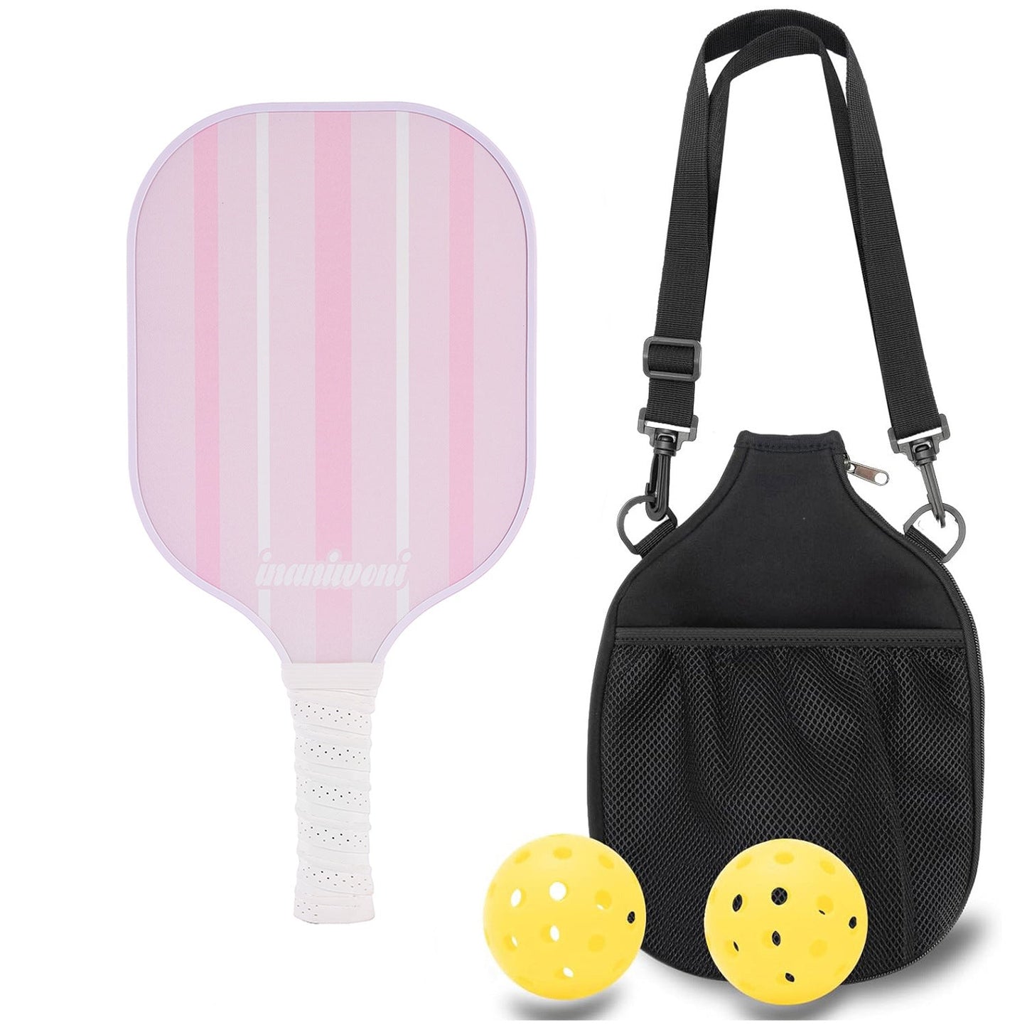 Professional Carbon Fiber Pickleball Paddle Set with Advanced Polymer Core - Includes Outdoor Balls & Portable Mesh Carry Bag(LT-606)