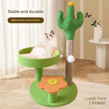 Pineapple Pineapple Cat Tree with Scratching Post & Cozy Perch - Multi-Level Cat Tower with Flower Platform and Hanging Ball for Indoor Cats