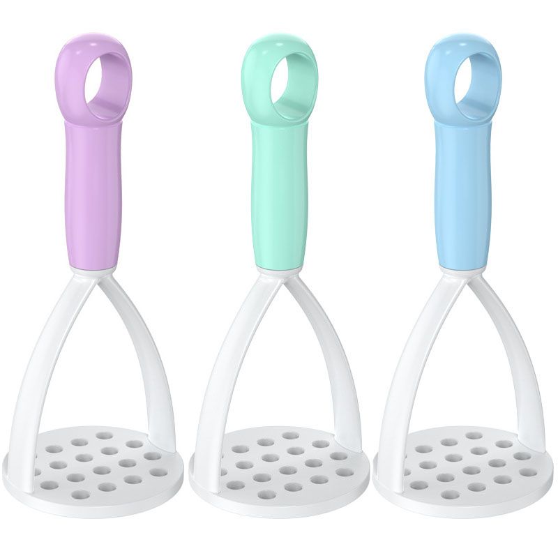 3-Pack Blue,green and purple Manual Potato Masher - Baby Food Maker & Vegetable Ricer with Reinforced Arch Design, Durable PP Kitchen Tool for Mashing Potatoes, Sweet Potatoes, and Fruits