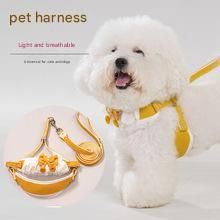 Orange-yellow Lace Y-Shaped Pet Harness and Leash Set - Breathable Mesh Vest for Small to Medium Dogs and Cats - Comfortable Walking Gear with 150cm Leash(Size:S)