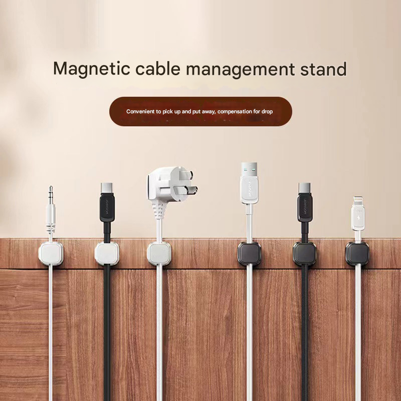 24 White Pack Magnetic Cable Organizer Clips for Desk and Car, Reusable Adhesive Cord Management Holder for Charging Cables, USB Wires, Headphones, HDMI, and Power Cords