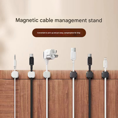 24 Black Pack Magnetic Cable Organizer Clips for Desk and Car, Reusable Adhesive Cord Management Holder for Charging Cables, USB Wires, Headphones, HDMI, and Power Cords