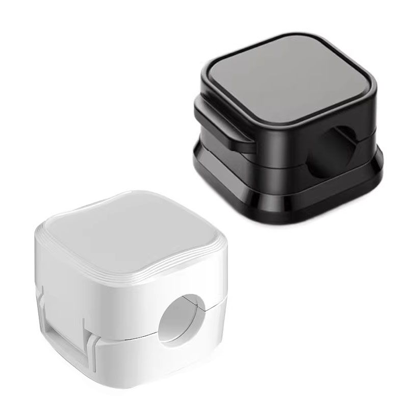24 Pack Magnetic Cable Organizer Clips with 12 Black and 12 White Pieces, Reusable Adhesive Cord Management Holder for Desk and Car Charging Cables