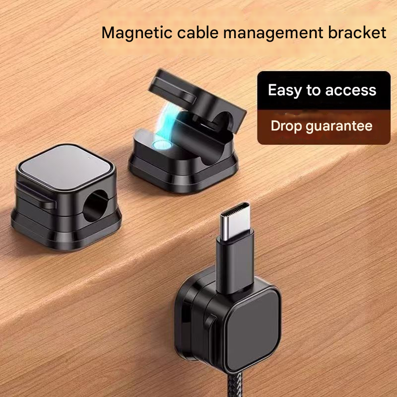 24 Pack Magnetic Cable Organizer Clips with 12 Black and 12 White Pieces, Reusable Adhesive Cord Management Holder for Desk and Car Charging Cables